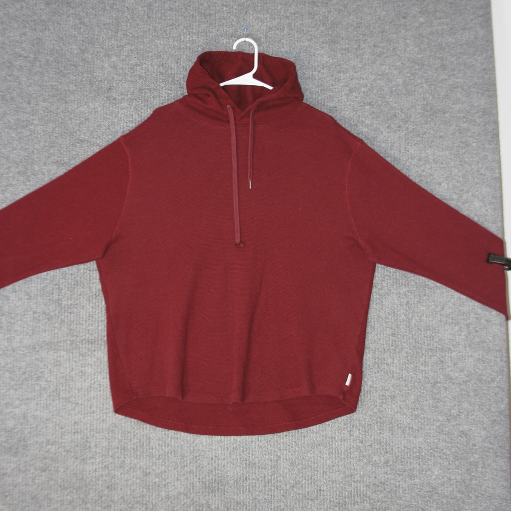 American Eagle Hoodie Mens XL Burgundy Waffle Knit Thermal Pullover XL‎